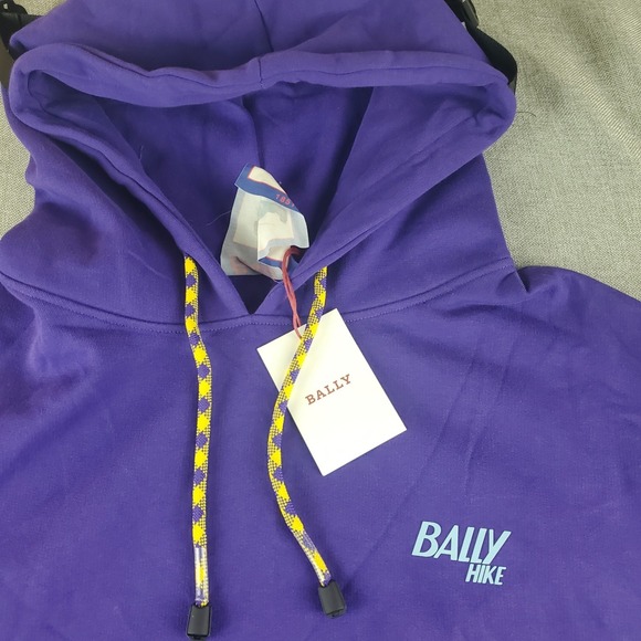 BALLY Mirtillo Hoodie Mens  Hike 6 Size 42 XL Organic Cotton Purple Sweatshirt - Picture 4 of 16